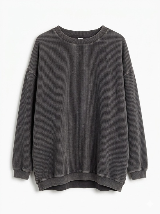 aerie Sweaters - aerie Oversized Ribbed Crewneck Sweatshirt in Charcoal M